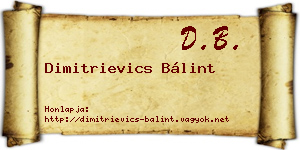 Dimitrievics Bálint névjegykártya